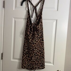 ASOS Leopard Print Mini Dress in Brown and Black